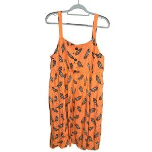 Torrid Feather AOP‎ Print Summer Dress Women 2XL 22x44 Orange Black Sundress